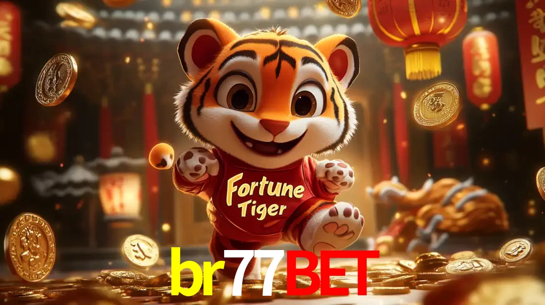 O alegre personagem do Fortune Tiger correndo sobre um caminho de moedas de ouro, simbolizando os grandes prêmios e a diversão do popular jogo de slot do br77bet.