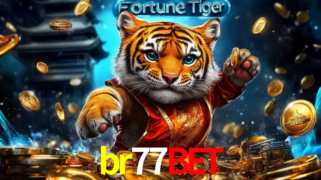 Imagem promocional do jogo de slot Fortune Tiger, com um tigre majestoso em traje tradicional cercado por uma fortuna em moedas de ouro, disponível agora no cassino br77bet.